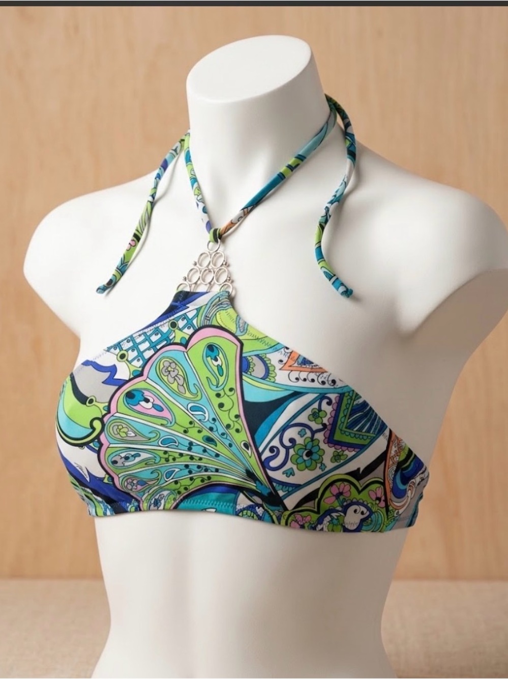 Trina Turk Paisley Printed Halter Bikini Top Size 6